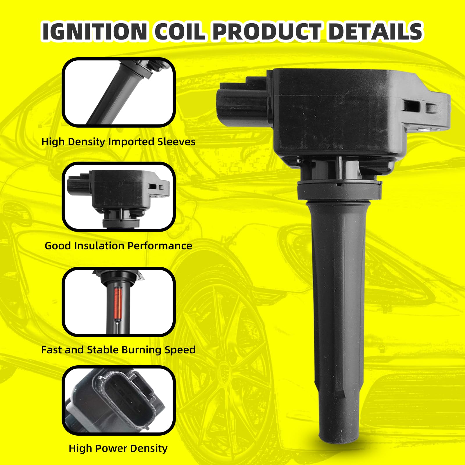 MOAUTO Set of 4 Ignition Coils Pack UF656 PE2018100 & 4 PCS